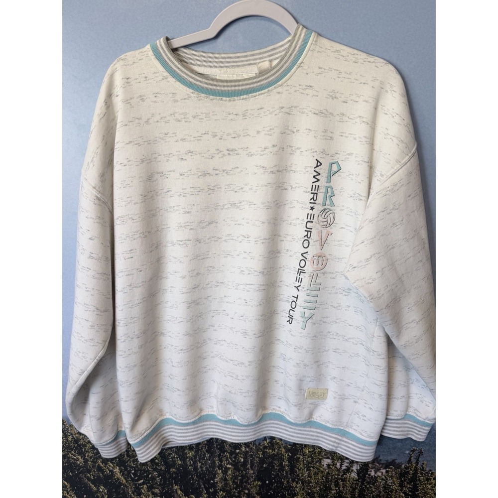 Wilson Volleyball Vintage Mens Sweatshirt Ameri Euro Pro Volley Tour Ivory XL